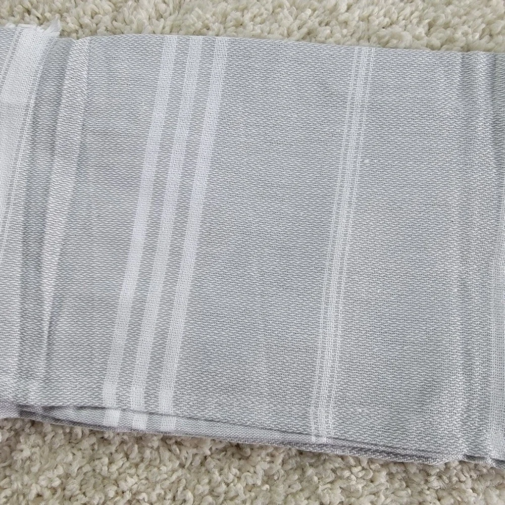 Turkish Beach Towel 2 Pack Light Grey 100% Cotton Striped Fringe 36x71 New